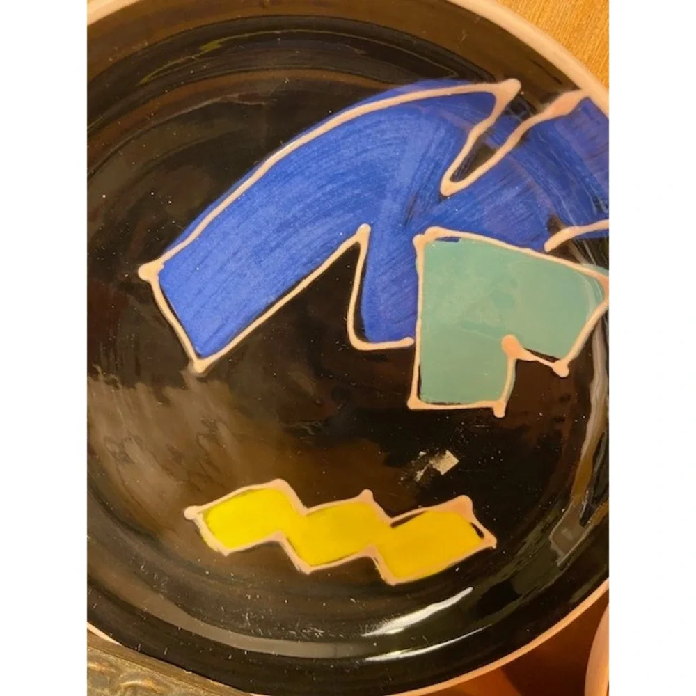 Helaine Melvin California Pottery Vintage Memphis Milano Style 1991 Plate Set 6